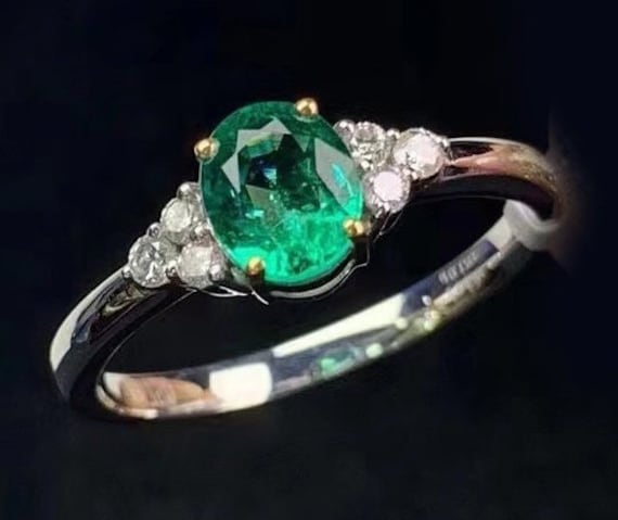 ザンビア産 天然エメラルド ラボ ダイヤモンド リング シルバー指輪