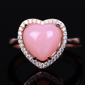 Halo Heart Pink Ring Pink Diamond Sterling Silver Ring Halo