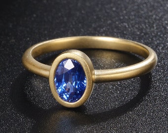 D' Block Tanzanite Wedding Proposal Ring 14K Matte Finished Tanzanite Engagement Ring Daily Worn Tanzanite Solitaire Women Anniversary Ring.