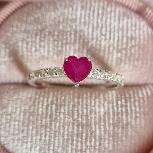 Anel de presente de dia dos namorados com rubi natural e diamante, anel de noivado em prata 925 com coração de rubi, estilo clássico, diário, feminino, anel de presente de noivado em coração