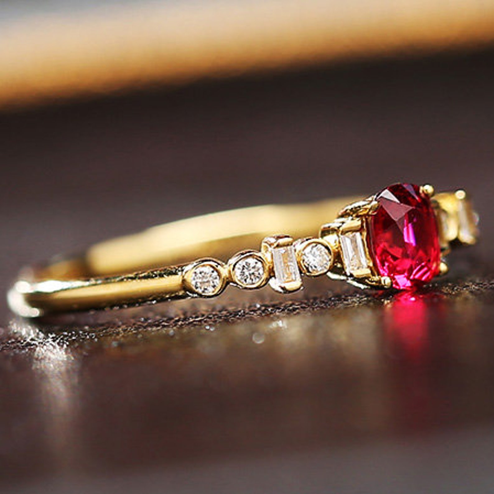Minimalist Ruby Valentine Proposal Ring 14K Lightweight Gold Ruby — free download