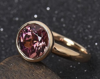 2,75 karaat roze toermalijn ronde Valentijn voorstelring 9K roos toermalijn vrouwen sierlijke huwelijksceremonie oktober geboortesteen dagelijks gedragen ring