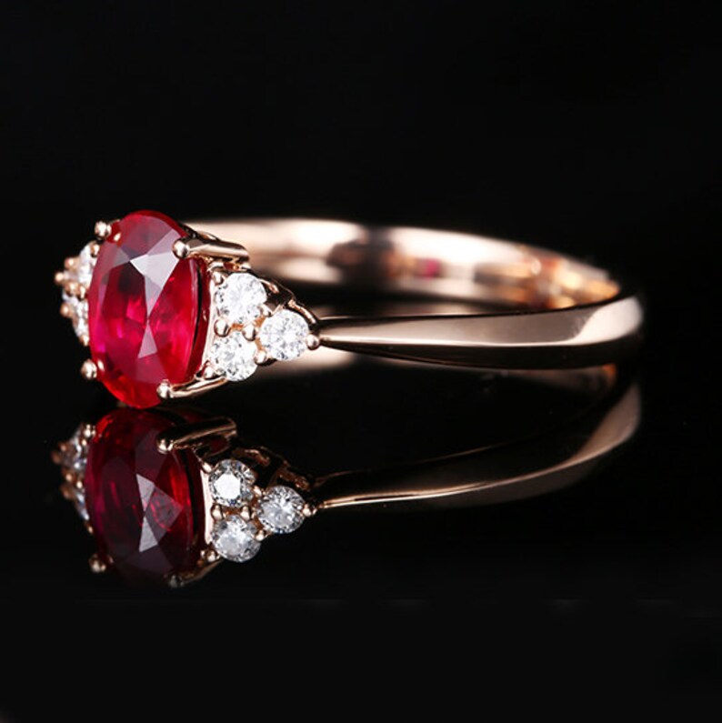 1.50Ct Natural Ruby Diamond Classic Engagement Ring 14K Gold Oval Ruby Wedding Gifted Ring Women Dainty Ruby Anniversary Ring 14K Rose Gold.