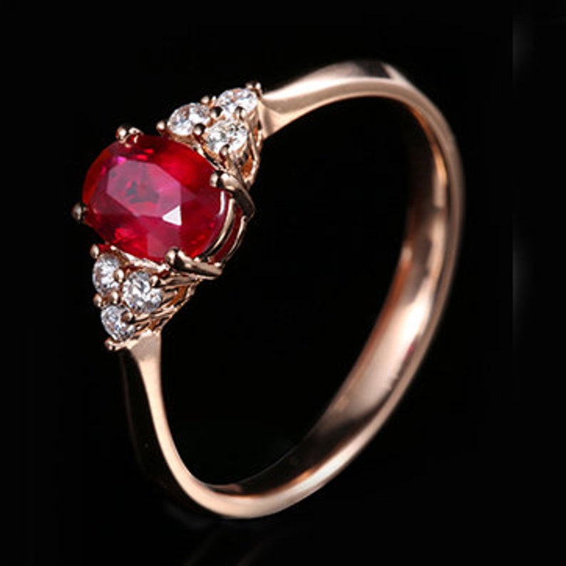 1.50Ct Natural Ruby Diamond Classic Engagement Ring 14K Gold Oval Ruby Wedding Gifted Ring Women Dainty Ruby Anniversary Ring 14K Rose Gold.