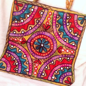 Bolso de hombro grande hecho a mano con flores coloridas indias, bolsos bordados étnicos Hippie para mujer hermosas