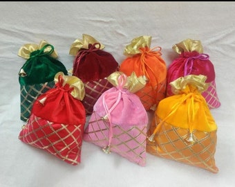 Lot of 100- 200 Velvet Gota Pouch/Ethnic potli bags Indian Handmade combo for wedding favor return gifts Big Size