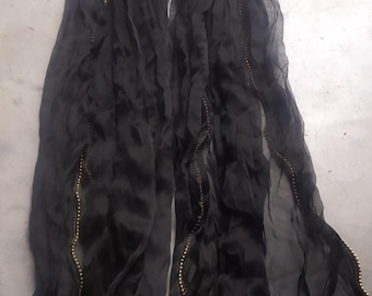 Black Indian Dupatta: Long Fashion Scarf, Bollywood Style Wrap