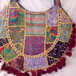 Reversible Banjara Hobo Bag: Handmade Indian Beaded Patchwork Purse
