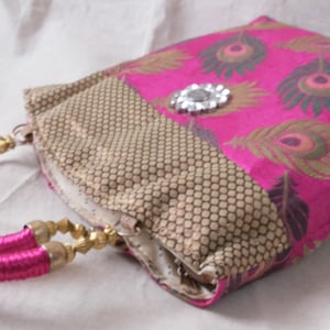 Sac à main ethnique rose pour femmes, sac à main de soirée, fourre-tout indien fait à la main