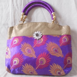 Lila ethnischen Frauen Handtasche Geldbörse Abend Party Tasche Tote Indian Handmade Clutch