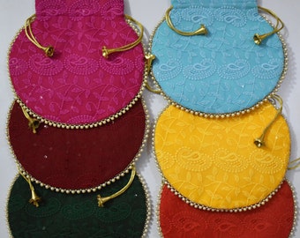 Lot of 100- 200 women's Embroidered Clutch Purse/Ethnic potli bags Indian Handmade combo for wedding favor return gifts wristlets