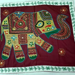 美しい象のハンドメイドタペストリー動物刺繍インド綿壁掛け部屋ボヘミアン壁装飾ホームデコレーション