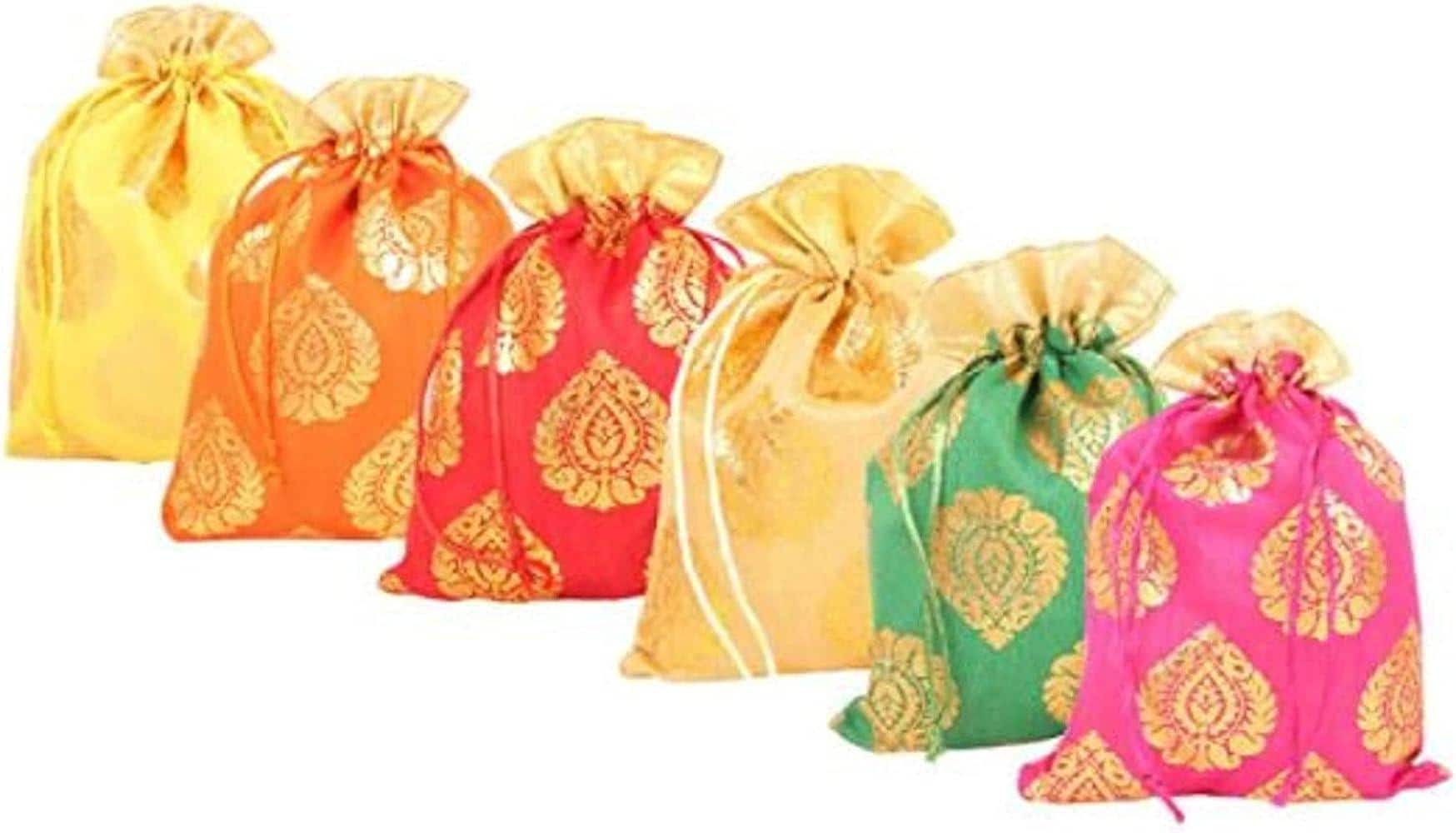 Handmade Indian Potli Bags: Wedding Favor Pouches, Ethnic Gift Bags, Wholesale Lot 50-500 pc