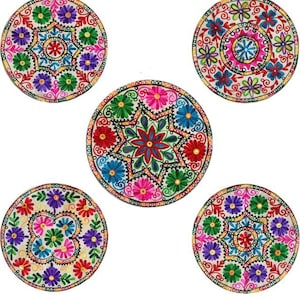 5 pezzi rotondi Boho Yoga Meditazione Cuscino Federe Indiano Ricamato Colorato Cuscino Indiano Dimensioni 16 pollici