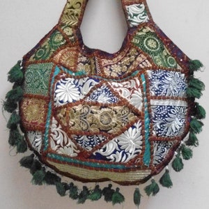 Bolso Banjara viejo reciclado REVERSIBLE ENORME GRANDE Boho tradicional indio hecho a mano étnico con cuentas trabajo hombro gitano Hobo bolso