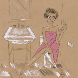 Shaving legs girl