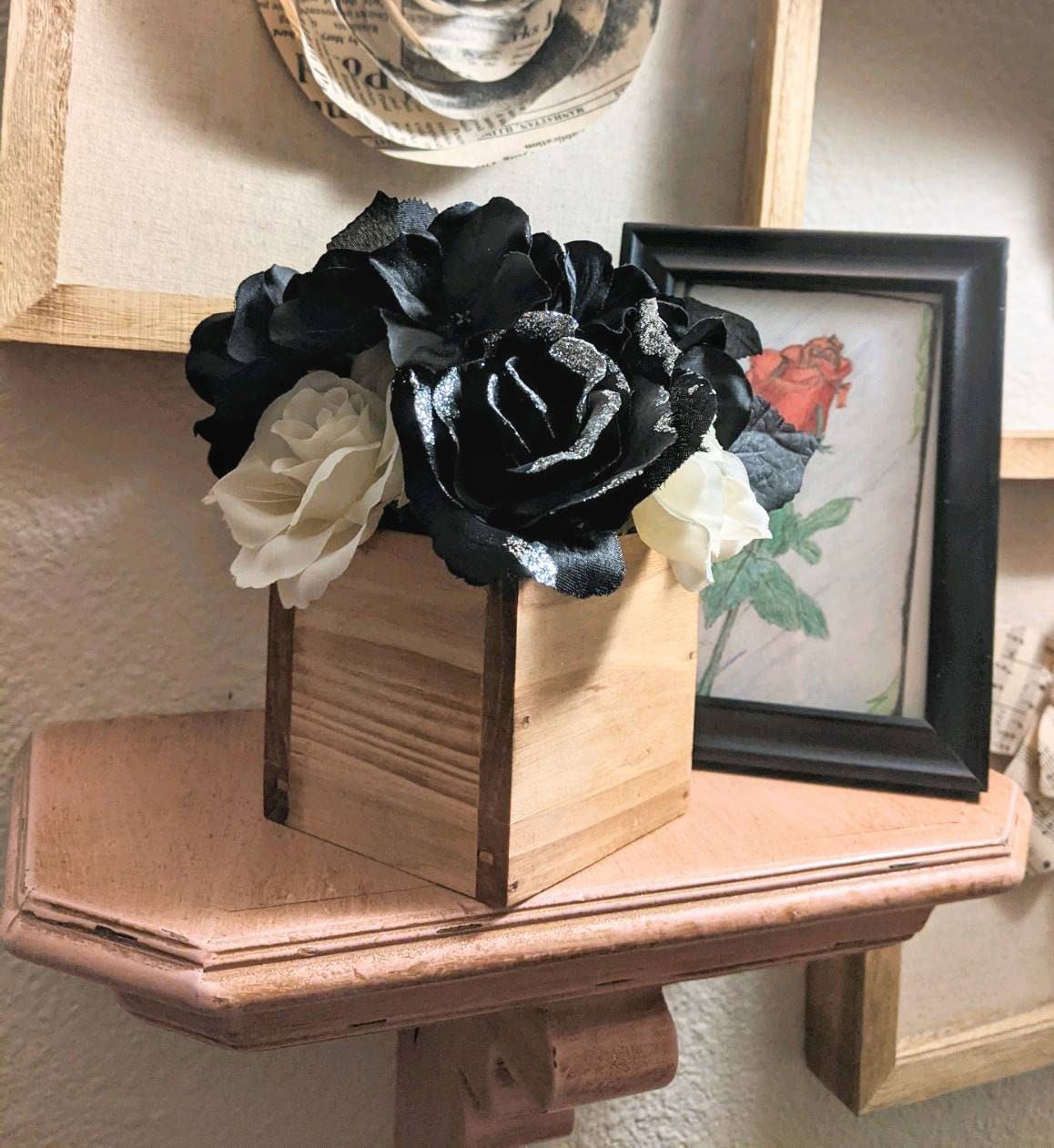 Gothic Style Faux Flower Arrangements in a Wood Box | Etsy