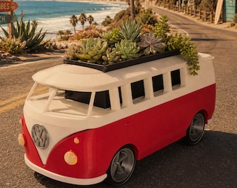Volkswagen Kombi planter, desk accessories, VW Transporter, pen holder, camper van, stationery, unique gift