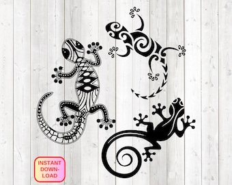 Ensemble de lézards. Reptiles. Fichier de découpe vectoriel pour Silhouette Cameo et Cricut ; SVG, Studio3, PNG + EPS.
