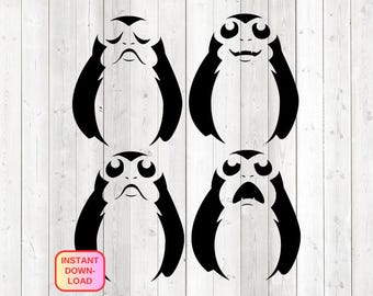Ensemble de quatre animaux issus de la série de films en prises de vues réelles. Fichier de découpe vectoriel pour Silhouette Cameo et Cricut ; SVG, Studio3, PNG + EPS.