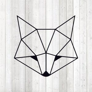 Volpe geometrica, testa, forma in linee. File di taglio vettoriale per Silhouette Cameo e Cricut; SVG, Studio3, PNG+EPS.