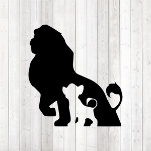 Silhouette of the male lion with cub from the cartoon. Vector cutting file for Silhouette Cameo and Cricut; SVG, Studio3, PNG + EPS.