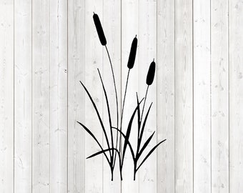 Cattail; reed cigar. Vector cutting file for Silhouette Cameo and Cricut; SVG, Studio3, PNG + EPS.