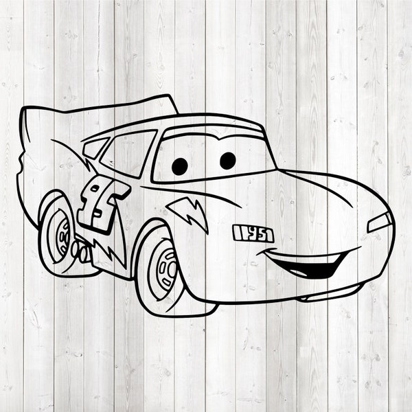 Cartoon racing car from the famous cartoon. Vector cutting file for Silhouette Cameo and Cricut; SVG, Studio3, PNG + EPS.
