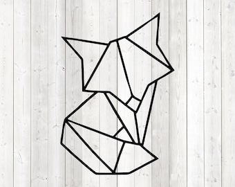 Geometric fox, shape in lines. Vector cutting file for Silhouette Cameo and Cricut; SVG, Studio3, PNG + EPS.