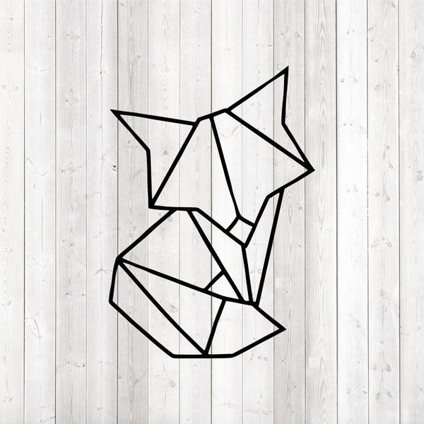 Geometric fox, shape in lines. Vector cutting file for Silhouette Cameo and Cricut; SVG, Studio3, PNG + EPS.
