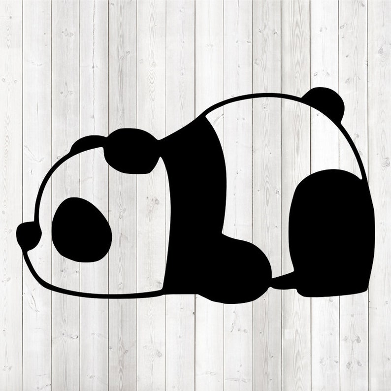 lying EPS. PNG Funny lazy panda sleeping Vector cutting file for Silhouette Cameo and Cricut; SVG Studio3