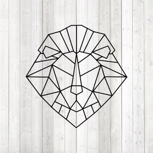 Geometric lion, shape in lines. Vector cutting file for Silhouette Cameo and Cricut; SVG, Studio3, PNG.