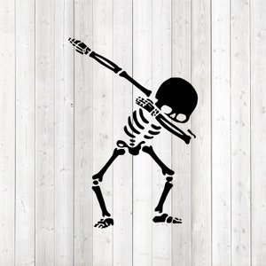 Skeleton doing the dab dance. Vector cutting file for Silhouette Cameo and Cricut; SVG, Studio3, PNG + EPS.