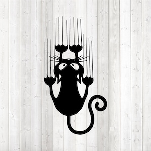 Funny cat with sharp claws. Vector cutting file for Silhouette Cameo and Cricut; SVG, Studio3, PNG + EPS.
