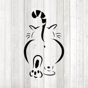 Culo di un gatto grasso con la coda alzata. File di taglio vettoriale per Silhouette Cameo e Cricut; SVG, Studio3, PNG+EPS.