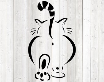 Ass of a fat cat with tail up. Vector cutting file for Silhouette Cameo and Cricut; SVG, Studio3, PNG + EPS.