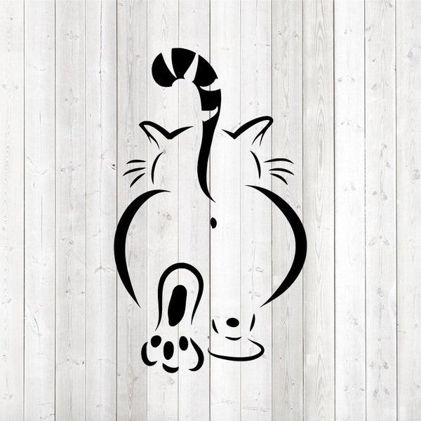 Arsch einer fetten Katze mit erhobenem Schwanz. Vektor-Schneidedatei für Silhouette Cameo und Cricut; SVG, Studio3, PNG + EPS.