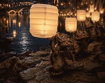 Hand-painted cute dragon lantern, 3D printed tealight holder, dragon lantern, Chinese wish lantern, lucky lantern, candle holder