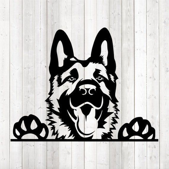 Download Tough German Shepherd Dog Portrait Vector Cutting File For Etsy