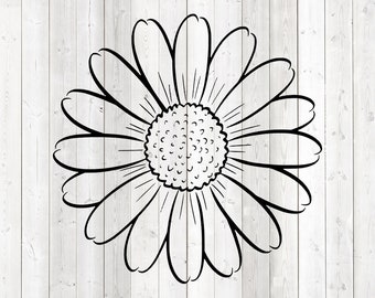 Daisy, beautiful large flower. Vector cutting file for Silhouette Cameo and Cricut; SVG, Studio3, PNG + EPS.