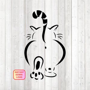 Trasero de un gato gordo con la cola levantada. Archivo de corte vectorial para Silhouette Cameo y Cricut; SVG, Studio3, PNG + EPS.