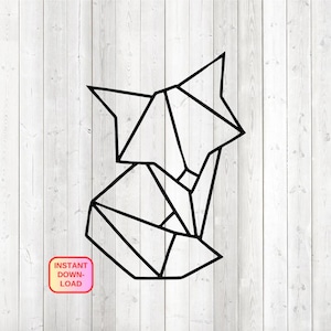 Renard géométrique, forme linéaire. Fichier de découpe vectoriel pour Silhouette Cameo et Cricut ; SVG, Studio3, PNG + EPS.