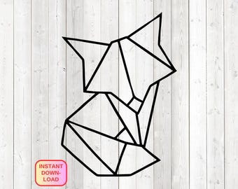 Geometric fox, shape in lines. Vector cutting file for Silhouette Cameo and Cricut; SVG, Studio3, PNG + EPS.