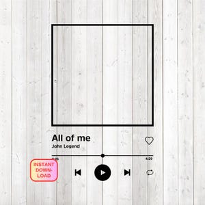 Spotify frame; music player. Format to create your own version. Cutting file for Silhouette Cameo and Cricut; SVG, Studio3, PNG + EPS.