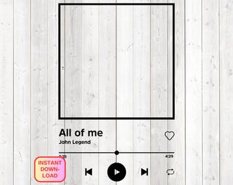 Spotify frame; music player. Format to create your own version. Cutting file for Silhouette Cameo and Cricut; SVG, Studio3, PNG + EPS.