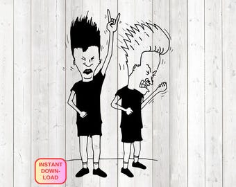 Les visages emblématiques de la série télévisée culte des années 90 ; headbanging. Fichier de découpe vectoriel pour Silhouette Cameo et Cricut ; SVG, Studio3, PNG + EPS.