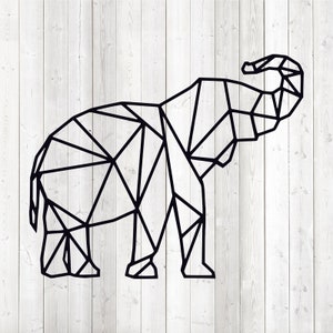 Geometrische olifant, vorm in lijnen. Vector snijbestand voor Silhouette Cameo en Cricut; SVG, Studio3, PNG + EPS.