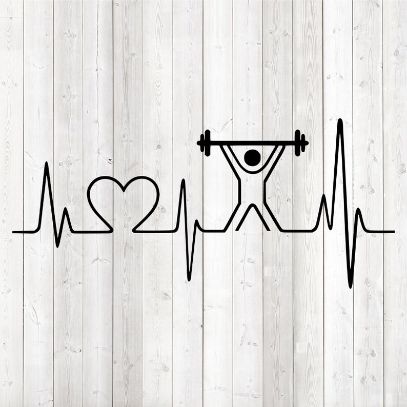 Download Heart rate with heart and weightlifter fitness Gym. Vector ...