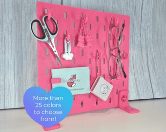 Desk Buddy (grand format) pour Ikea Skadis, ensemble de panneaux suspendus, organiseur de bureau, panneau perforé, accessoires de bureau colorés