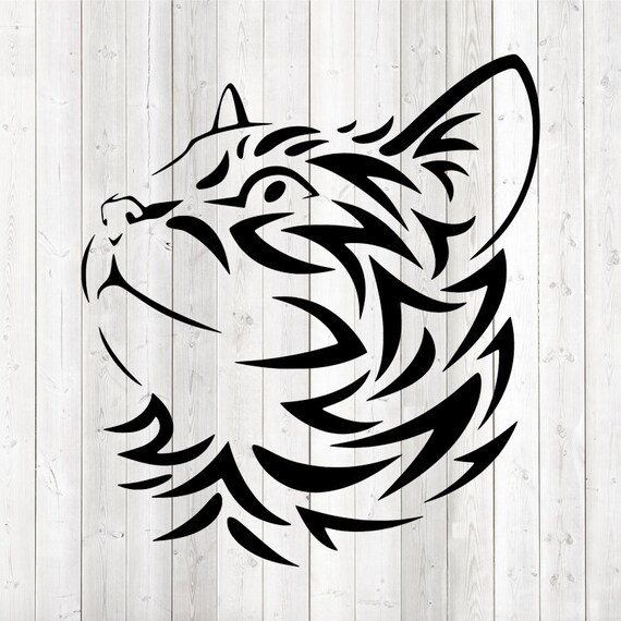 Tete De Chat Dans Le Style De Tatouage Fichier De Decoupe Etsy Tete De Chat Dans Le Style De Tatouage Fichier De Decoupe Etsy